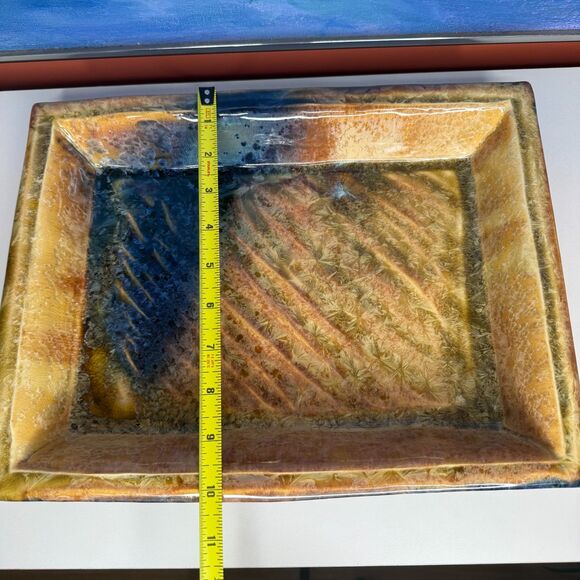 Bill Campbell Crystaline Glaze Serving Tray Signed Studio Pottery Rectangular - Picture 12 of 13